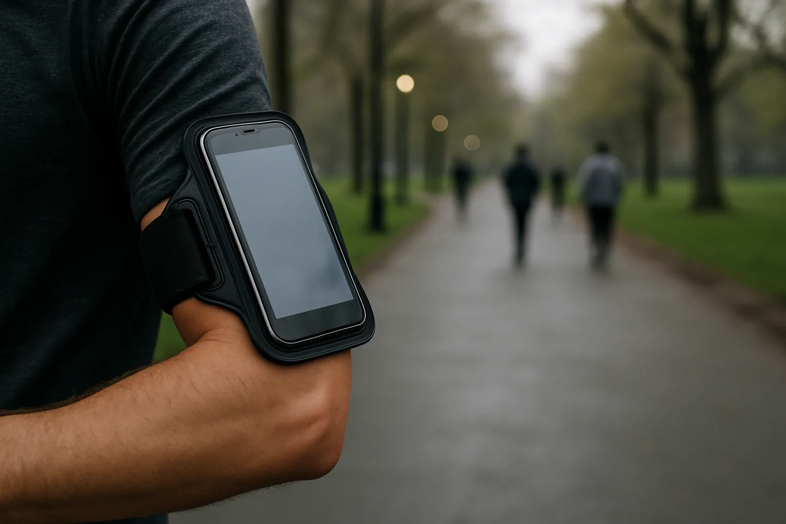 Phone in hand on a morning loop